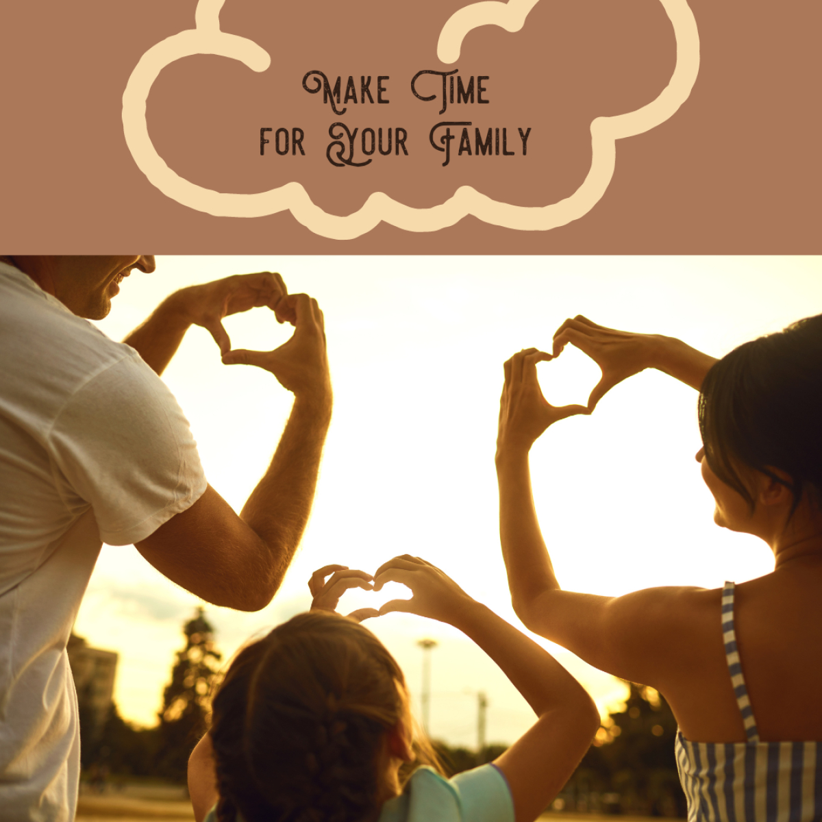 Family creating hearts